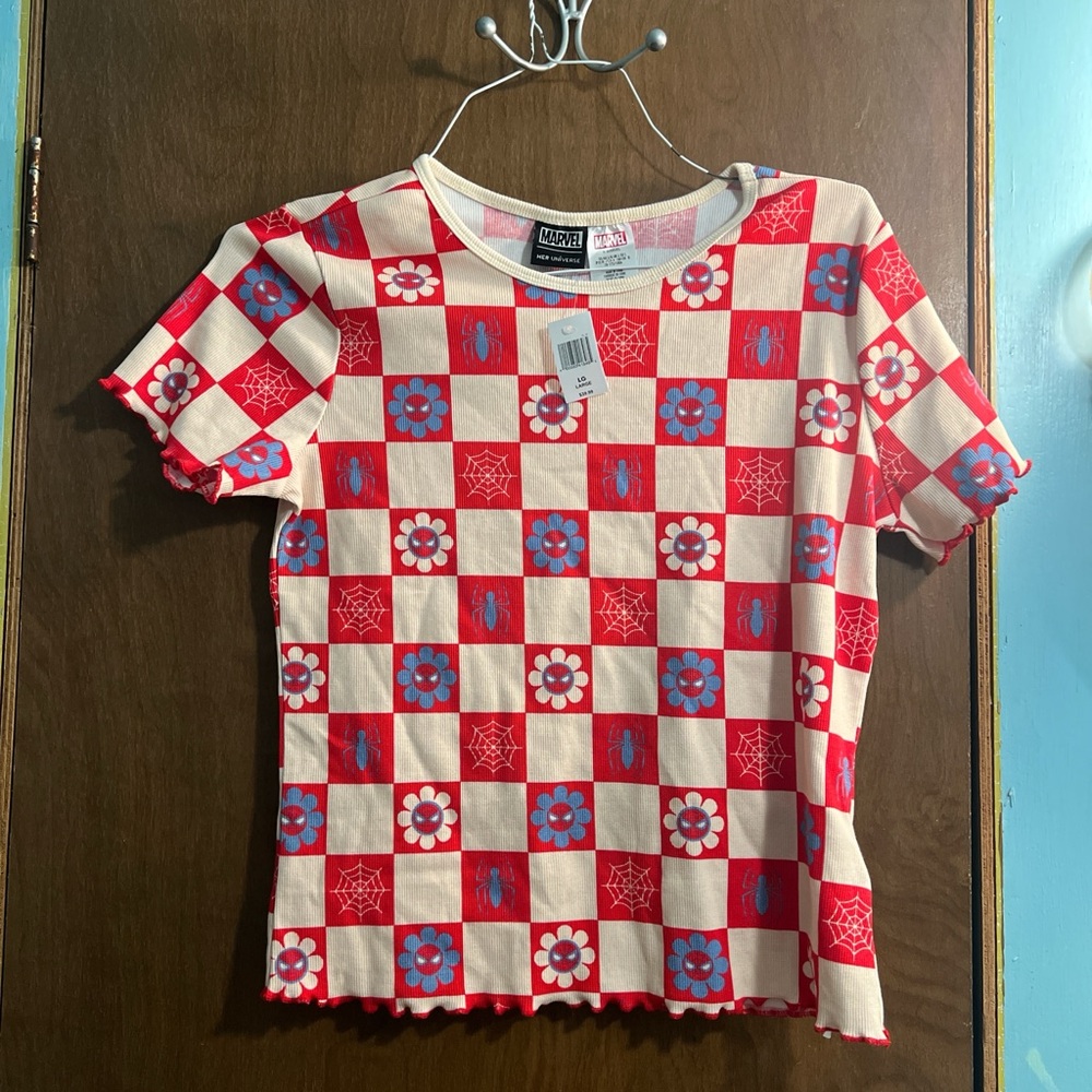 Spider-Man Red and Blue Checkered Top